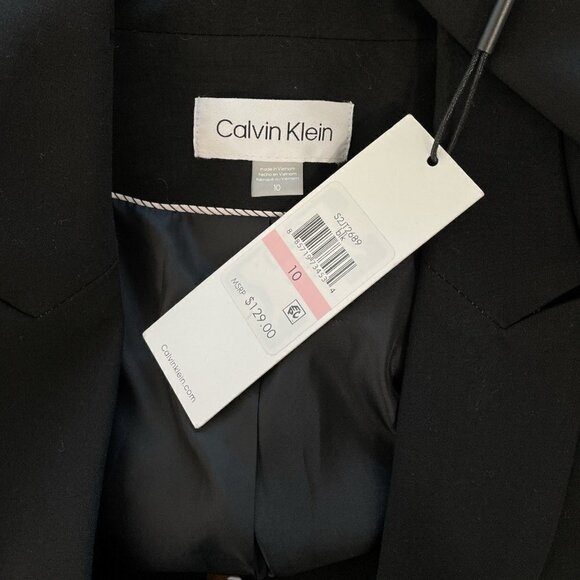 Calvin Klein Black Luxe Stretch 2 Button Notch Lapel Long Sleeve Blazer NWT 10 - Picture 3 of 3